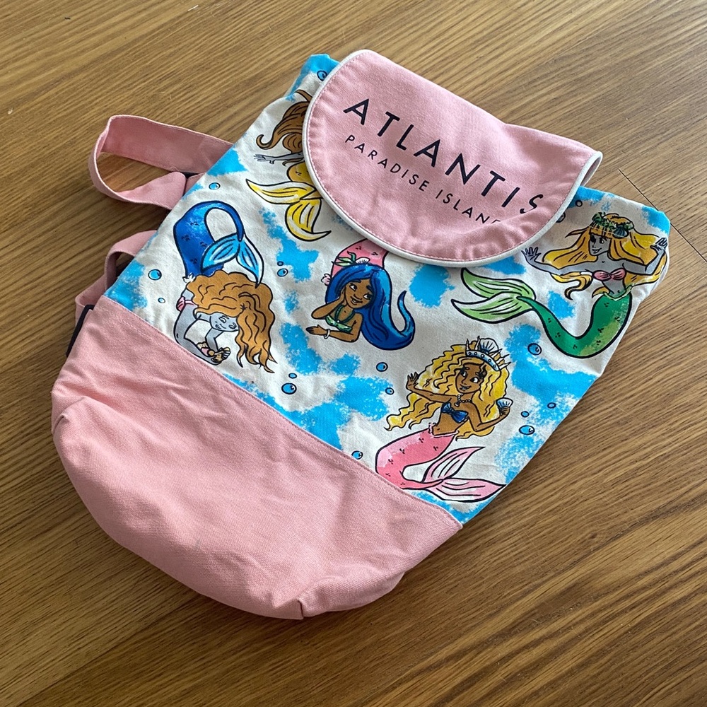 NEW ATLANTIS Hotel Paradise Island Bahamas Vacation Beach 100% Cotton Backpack